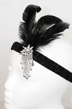20er-Jahre Flapper-Stirnband mit Strass-Brosche & Federn